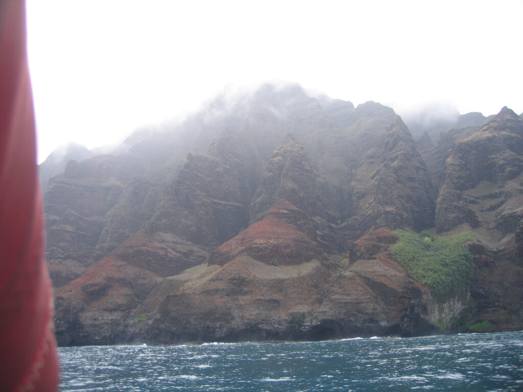 Misty cliffs by the ocean.