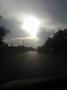 Sunset view over a quiet road.