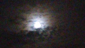 Fluffy clouds around the moon