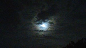 Love the blue surrounding the Moon and clouds