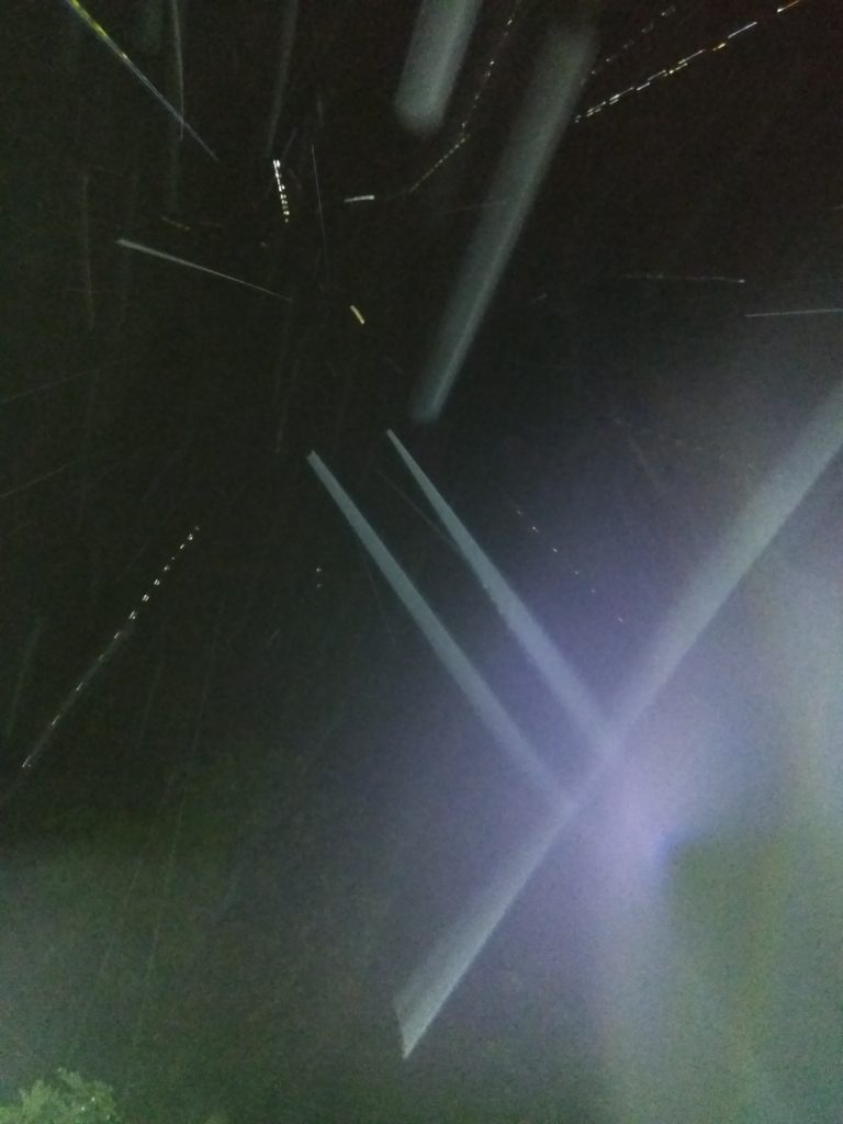 Night sky with streaks of light.