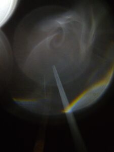 Abstract light and shadow with rainbow effect.