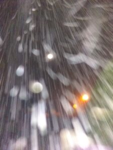 Abstract lights and blurred streaks at night.