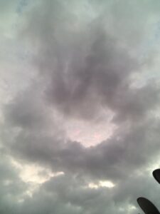 Cloudy sky with dark, overcast clouds.