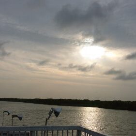 Sunset view over a calm river.