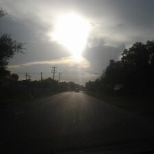 Sunset view over a quiet road.