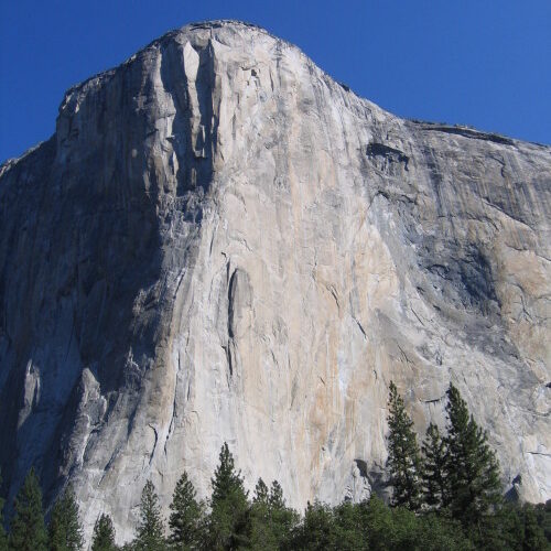 El Capitan rock formation under clear sky.