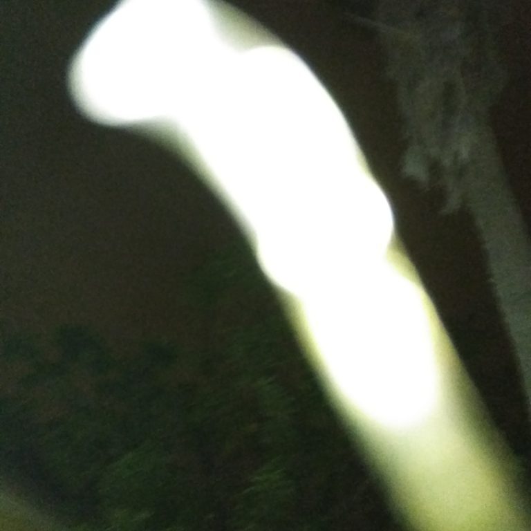 Blurry light trail in dark environment.