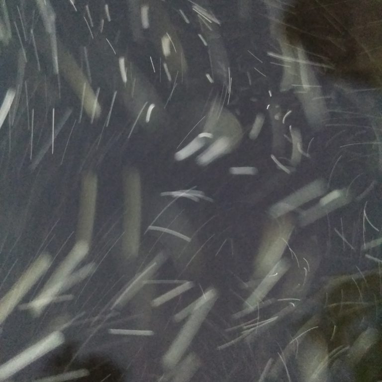 Blurred motion of light trails in darkness.